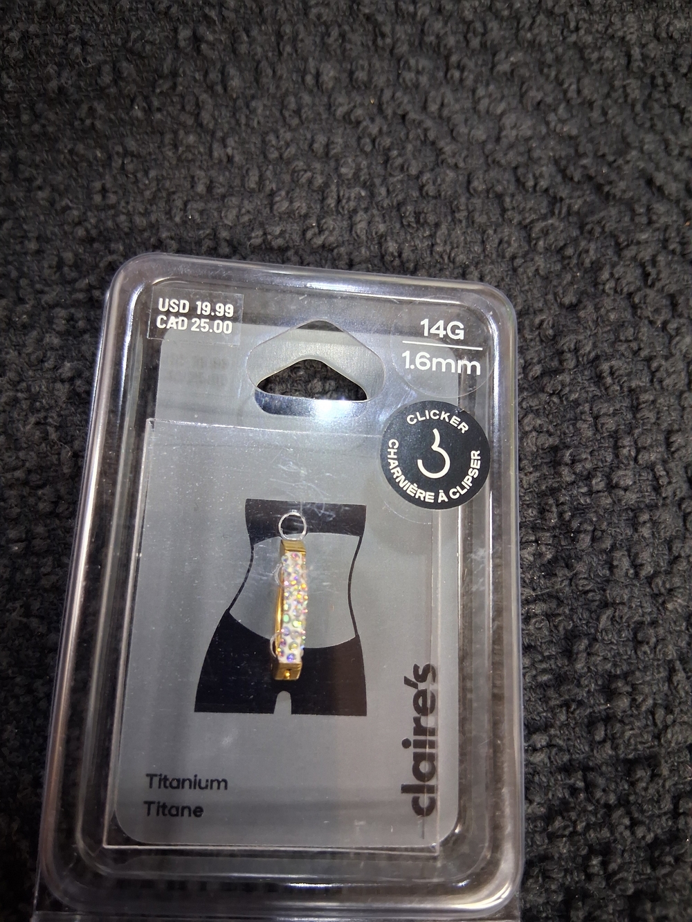 Claire's Titanium 14G Multicolor Belly Ring Clicker